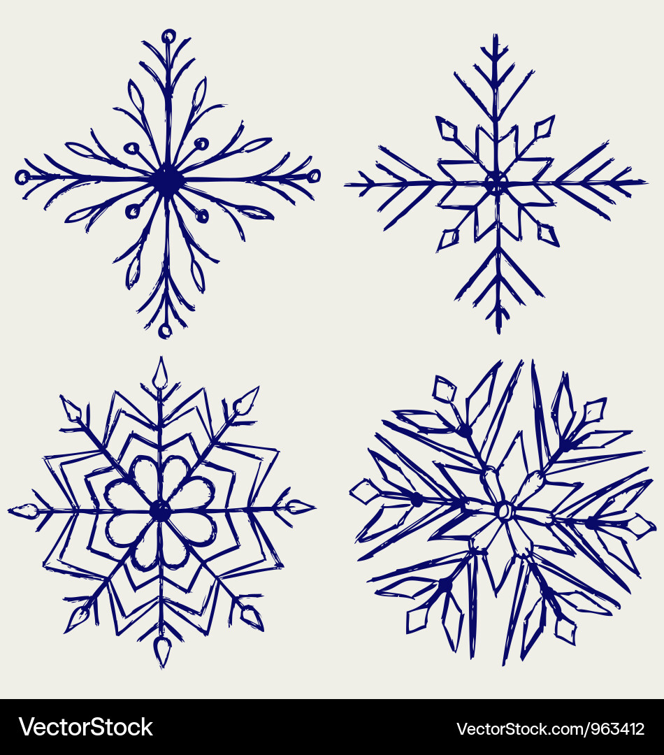 Winter Snowflake Sketch vector image