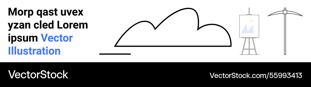 Abstract line cloud with easel and pickaxe Abstract line cloud with easel and pickaxe Vector Image