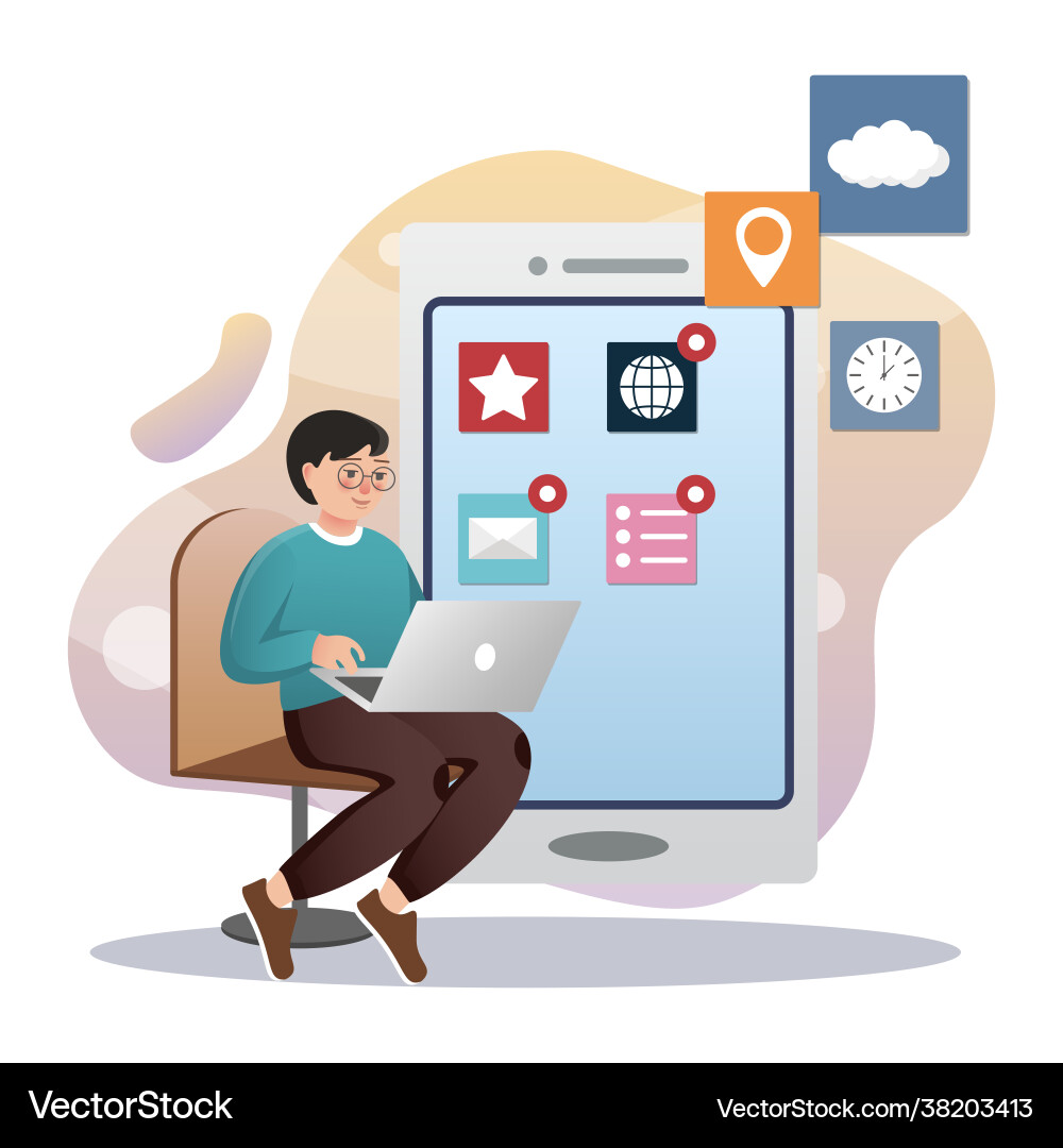 App development isolated flat style colored Vector Image