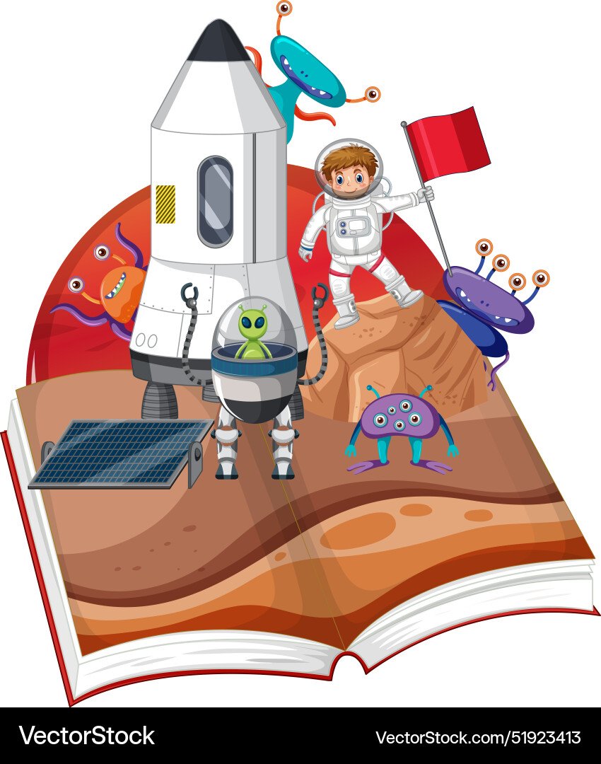 Astronauten und Aliens entdecken einen neuen Planeten Astronauten und Aliens entdecken einen neuen Planeten vektorbild
