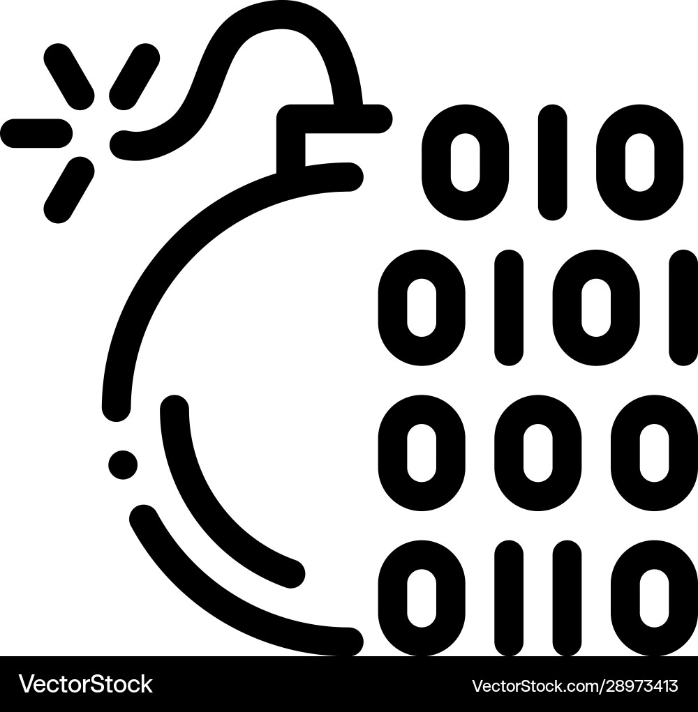 Binary code bomb icon outline Binary code bomb icon outline vector image