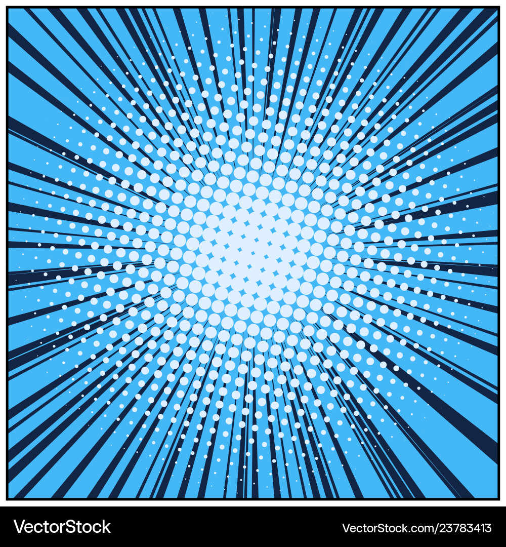 Blue pop art retro background with exploding rays Blue pop art retro background with exploding rays vector image