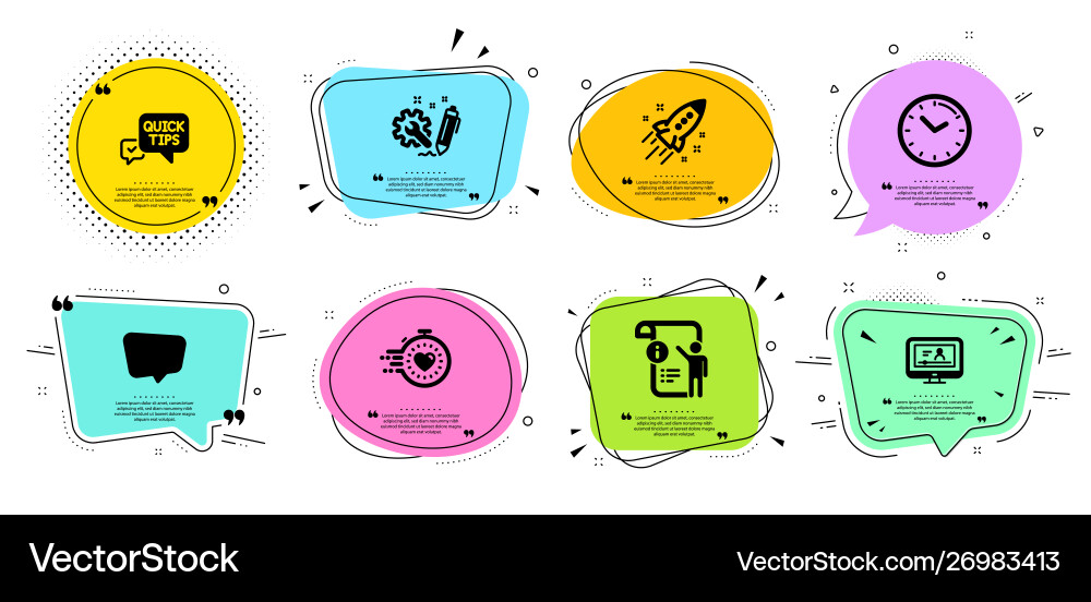 Chat message manual doc and time icons set Vector Image