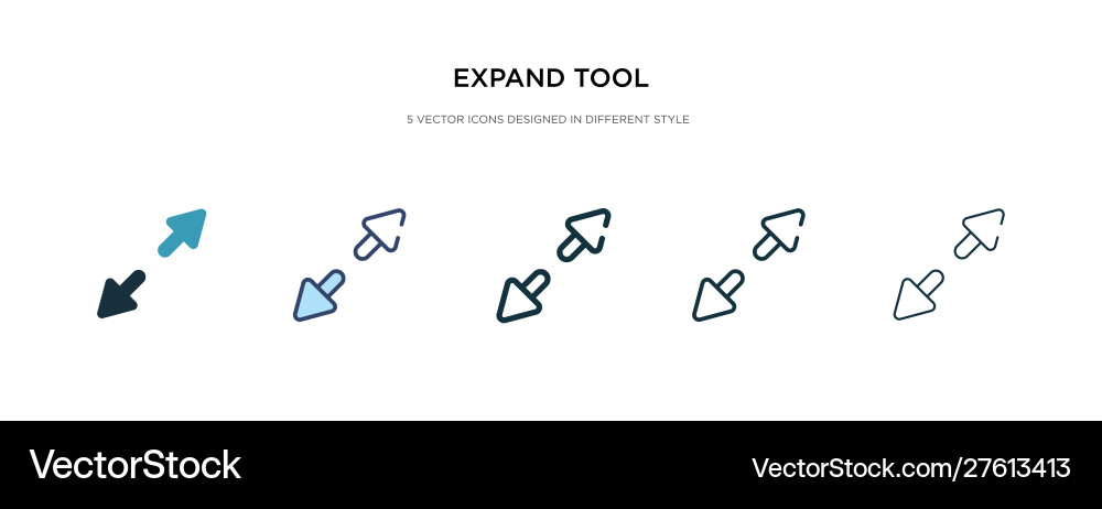 Expand tool icon in different style two colored Expand tool icon in different style two colored vector image