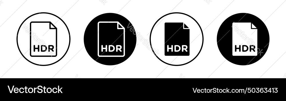 Hdr image file extension icon set document design vector image