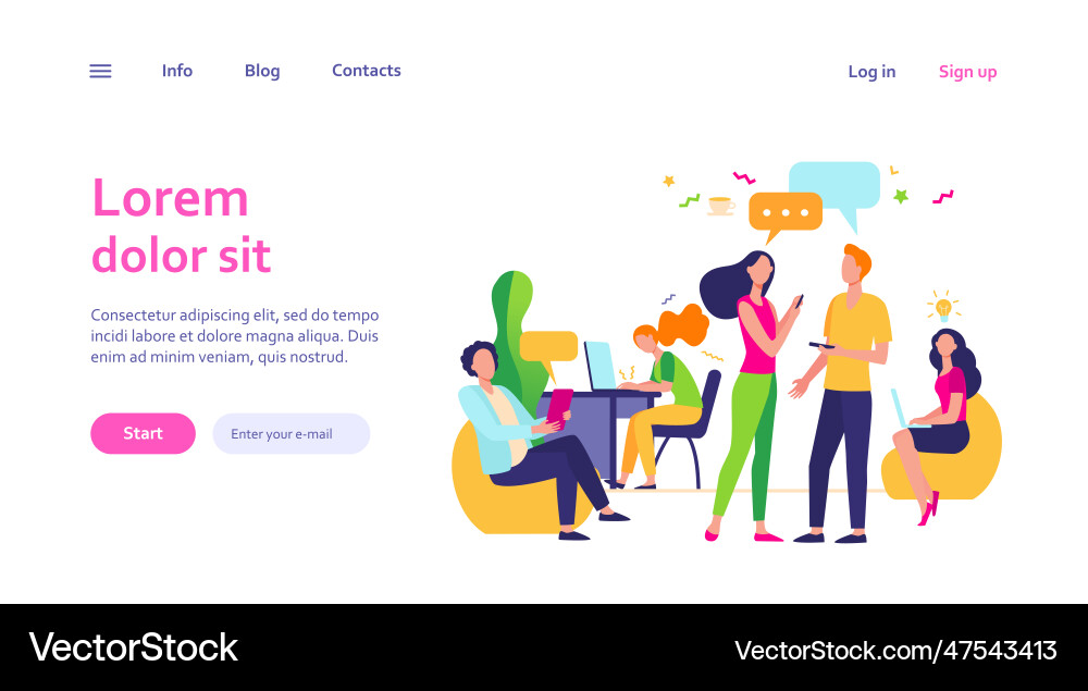 Hipster people talking and using computers in co Vector Image