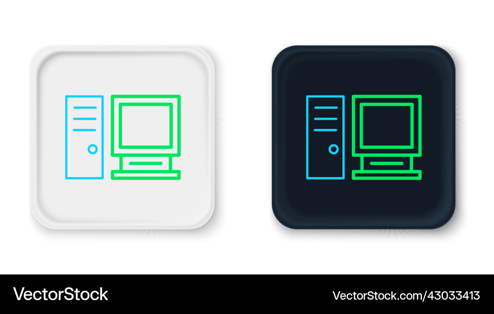 Line computer monitor icon isolated on white Vector Image