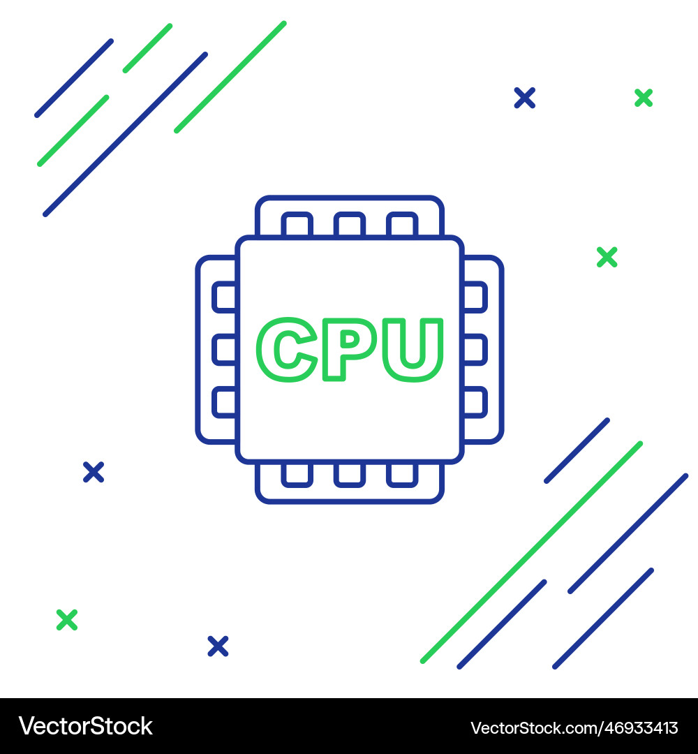Line computer processor with microcircuits cpu Line computer processor with microcircuits cpu vector image