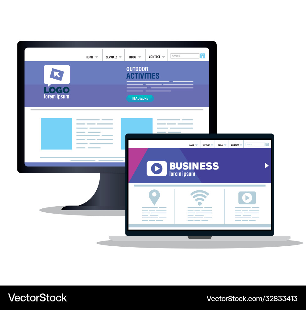 Mockup responsive web concept website development Mockup responsive web concept website development Vector Image