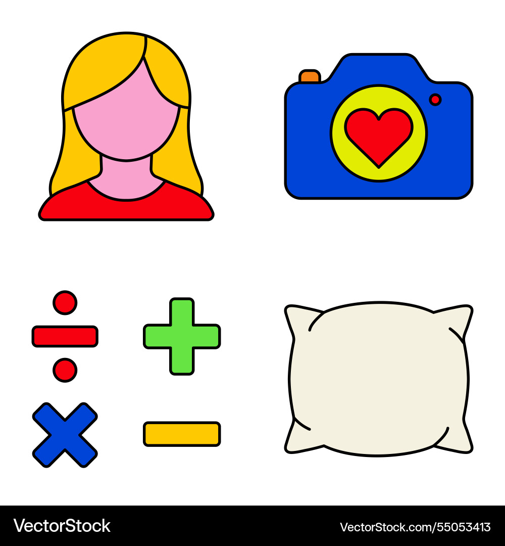 Modern icons flat icon set isolated on white Vector Image