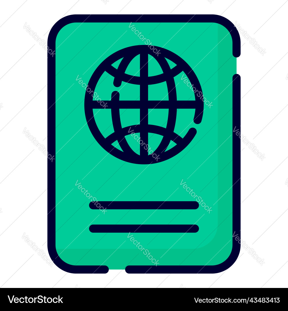 Passport icon colored outline style for web Vector Image