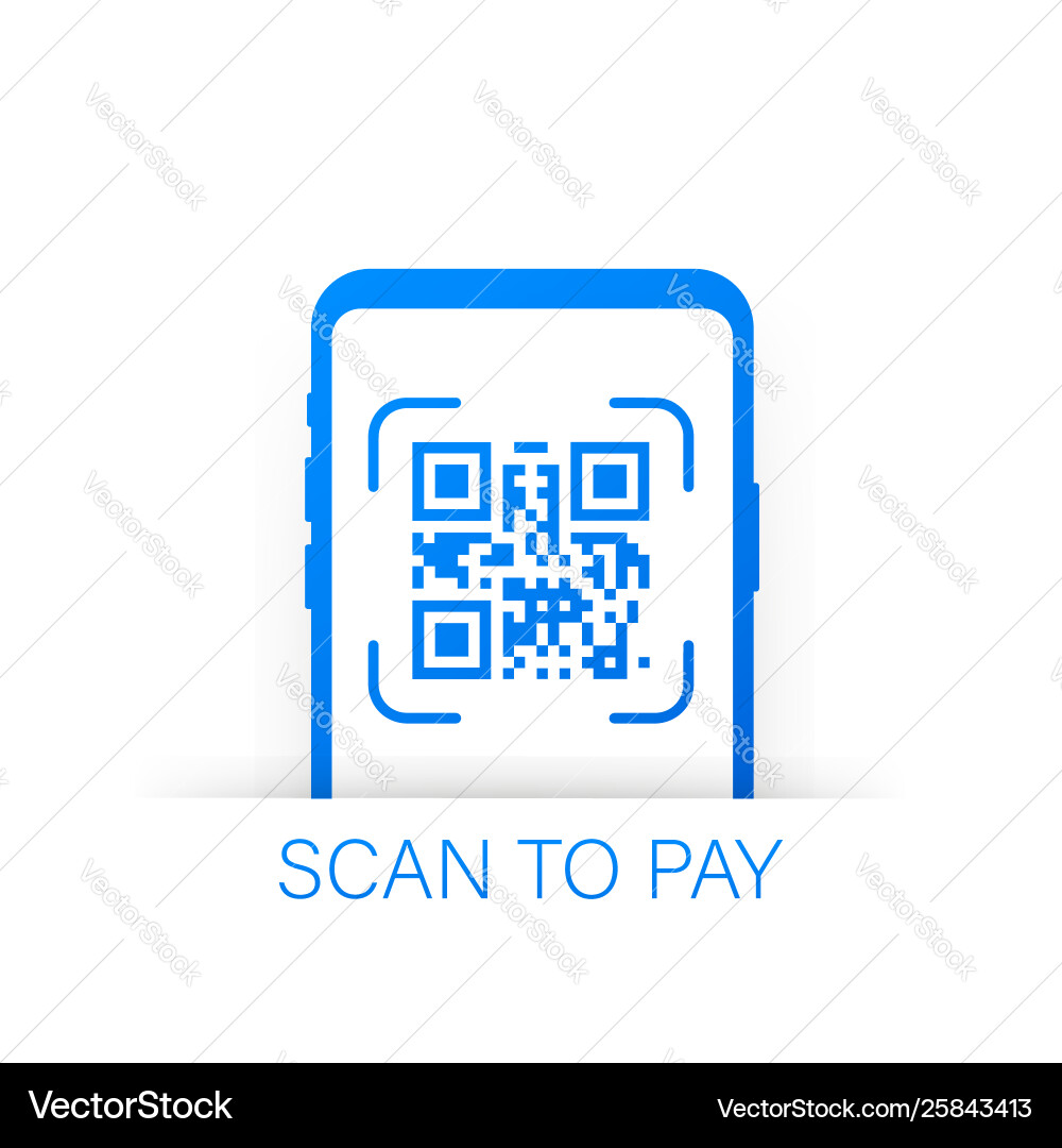 Scan to pay smartphone qr code on paper Scan to pay smartphone qr code on paper vector image