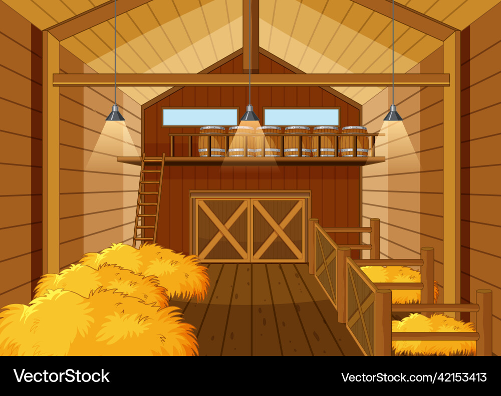 Scene inside the barn vector image