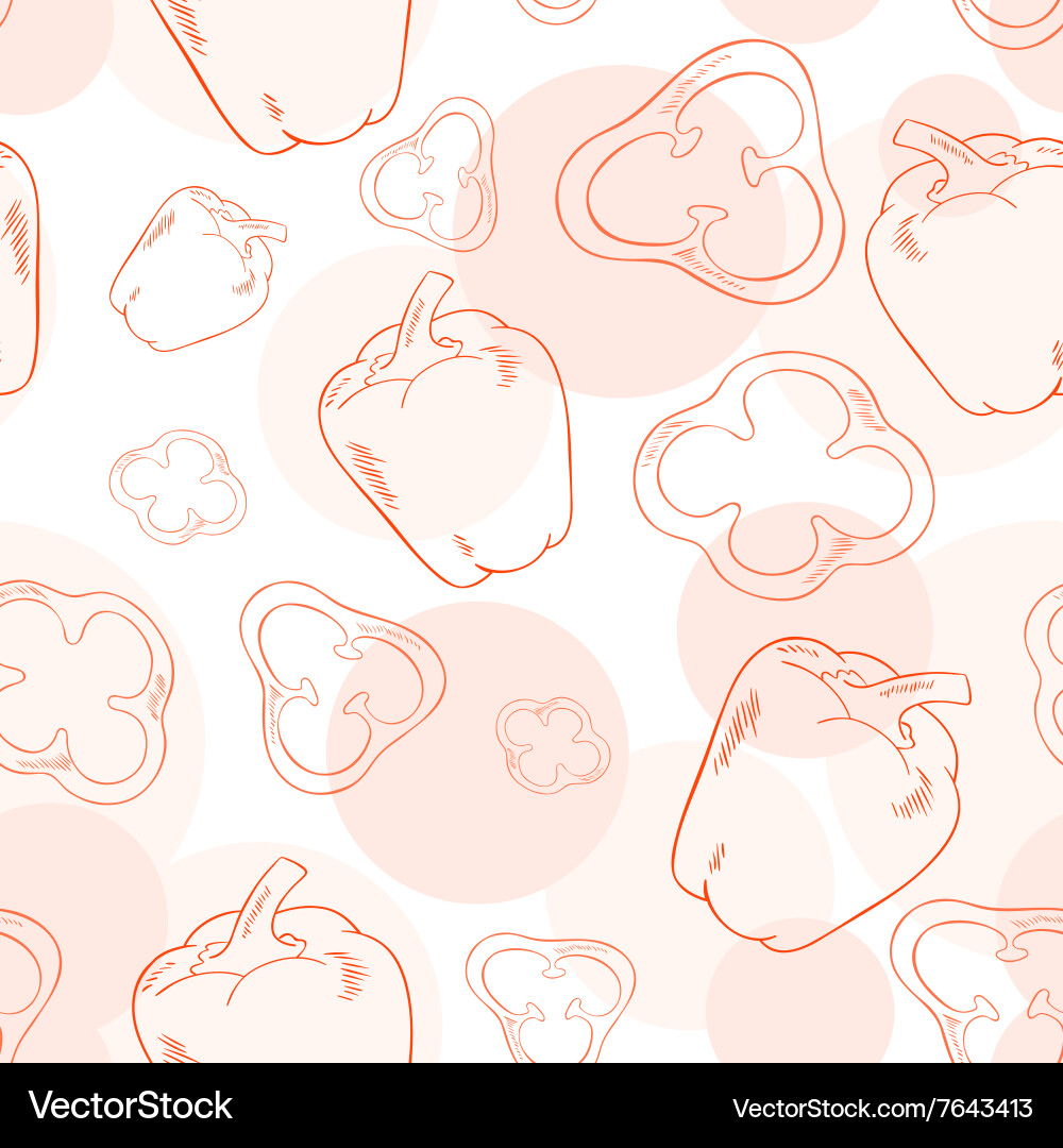 Seamless pattern with pepper and its slice Vector Image