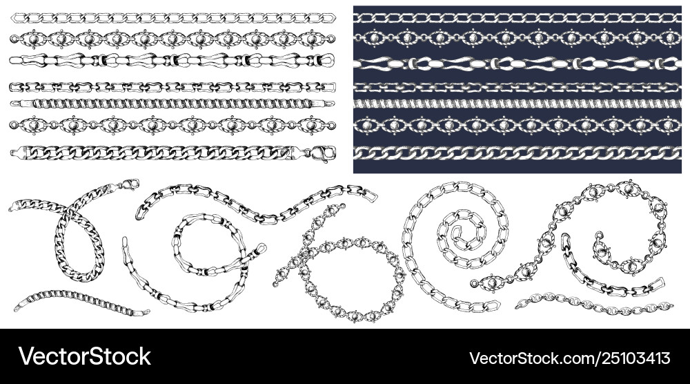 Set brush patterns with retro hand-drawn sketch Set brush patterns with retro hand-drawn sketch vector image