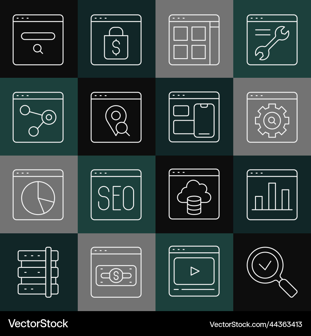 Set line magnifying glass with check mark graph Set line magnifying glass with check mark graph Vector Image