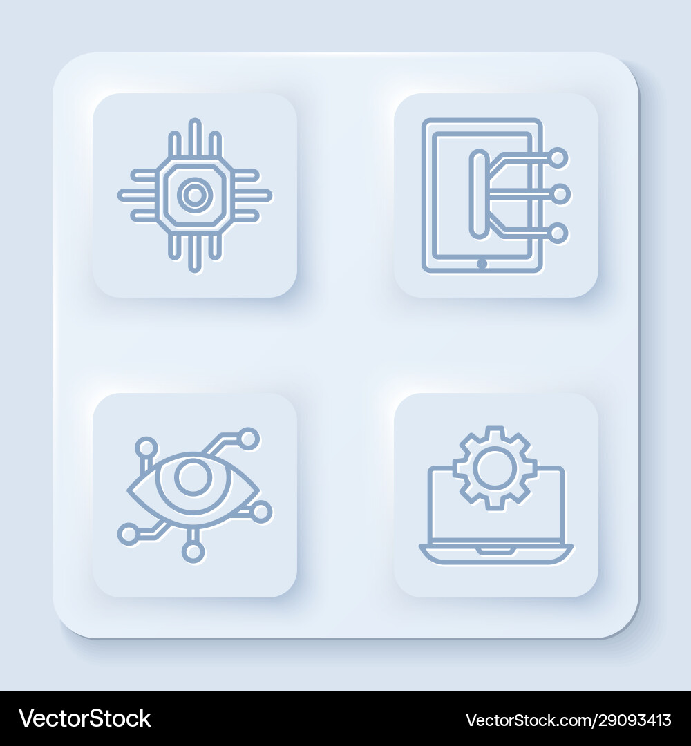Set line processor tablet virtual reality Set line processor tablet virtual reality vector image
