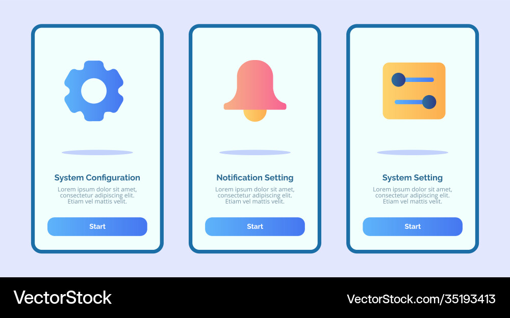 Ystem configuration notification setting system Vector Image