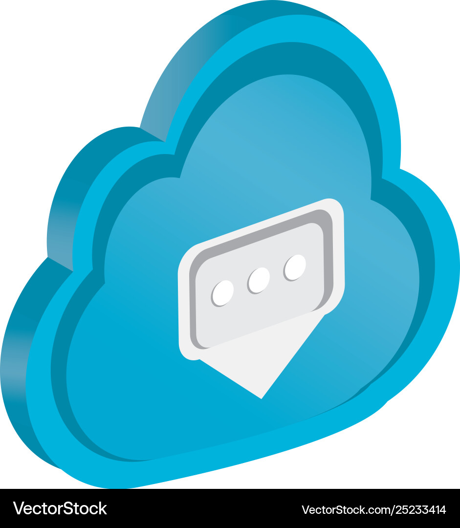3d cloud computing icon with a received message vector image