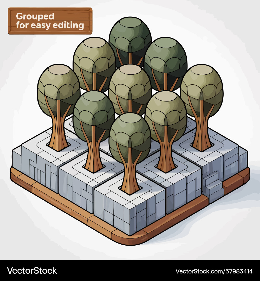 A group of trees on block Vector Image