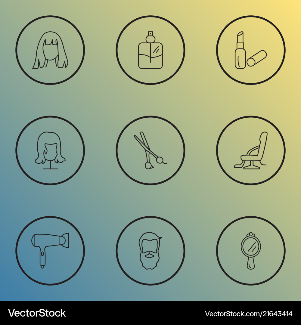 Barber icons line style set with scissors Barber icons line style set with scissors Vector Image