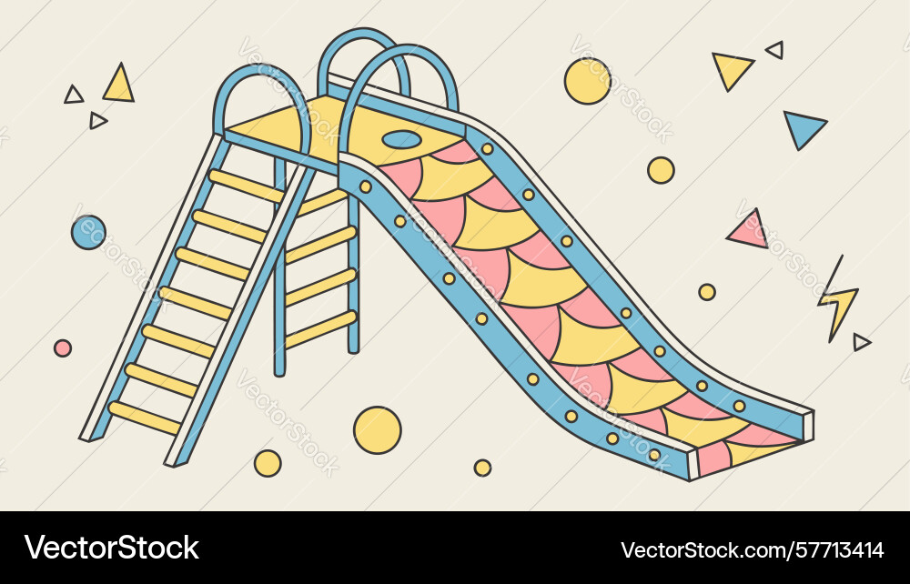 Colorful playground slide with stairs symbolizing Vector Image