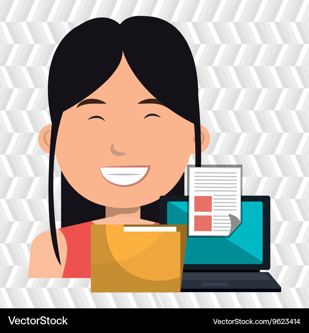 Computer user filing documents isolated icon Vector Image