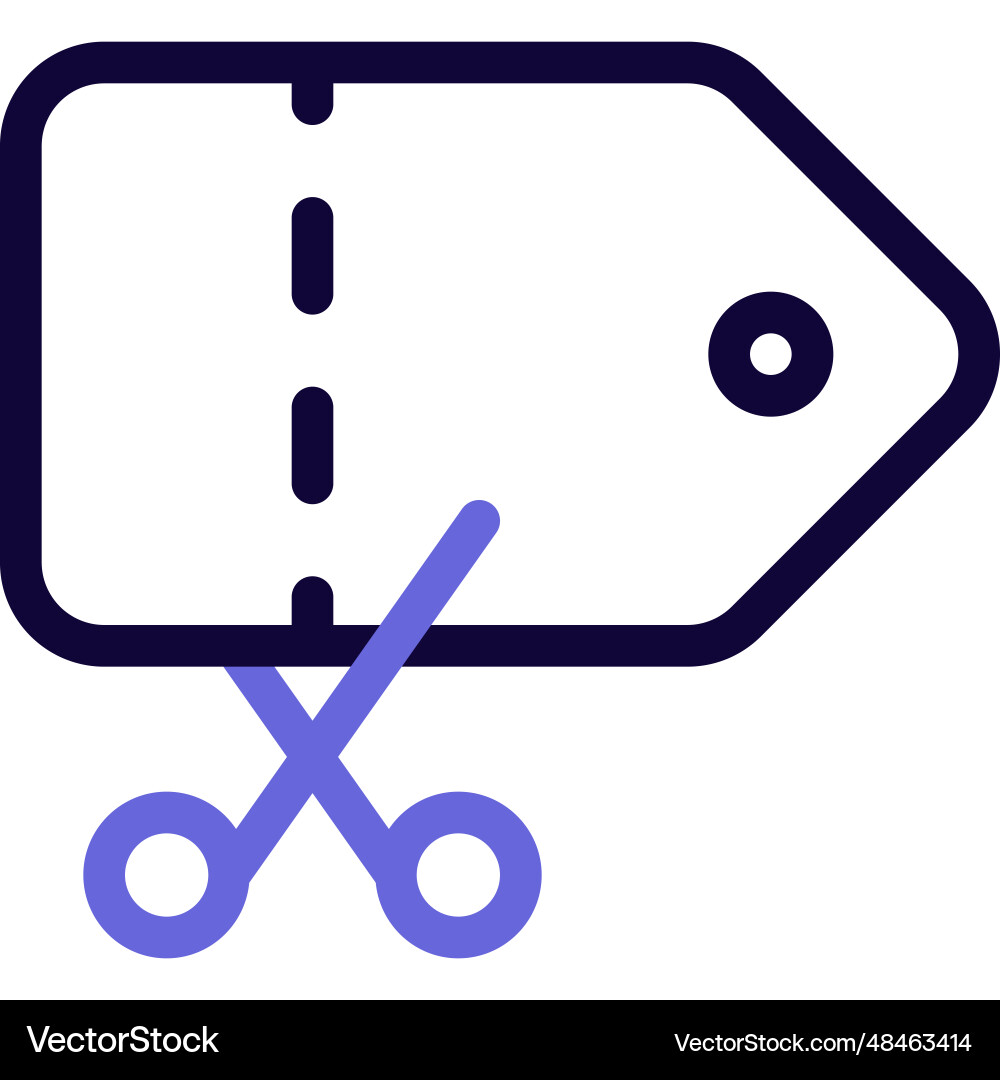 Cutting price tag linked with product Vector Image
