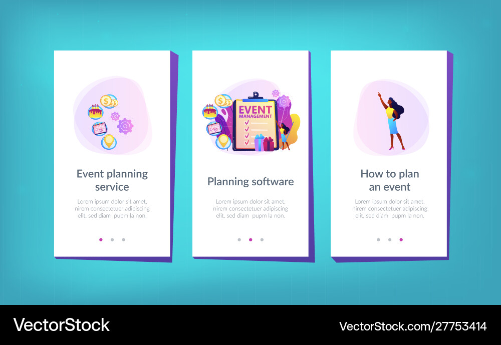 Event management app interface template Vector Image