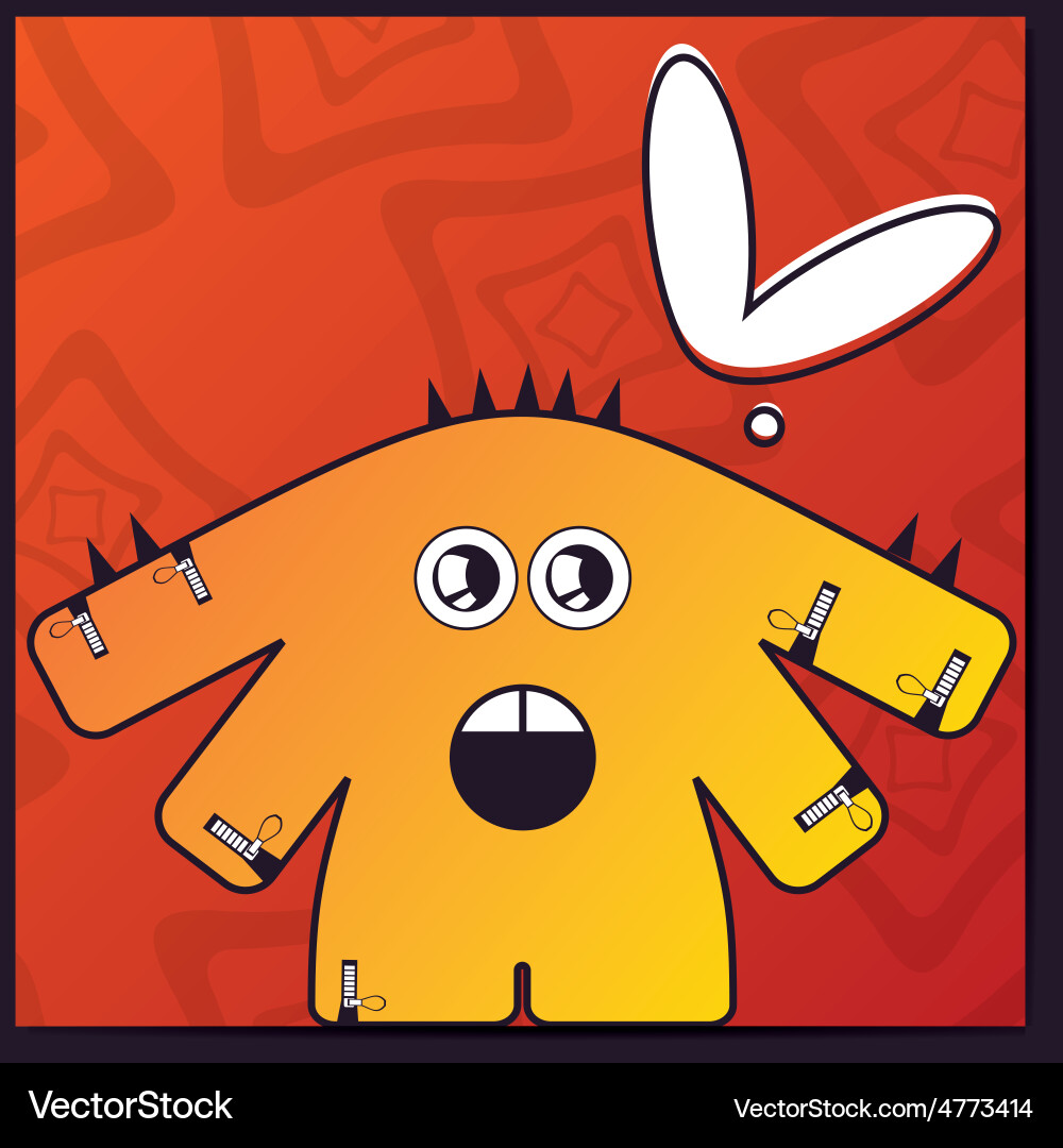 Monster with heart on abstract color background vector image