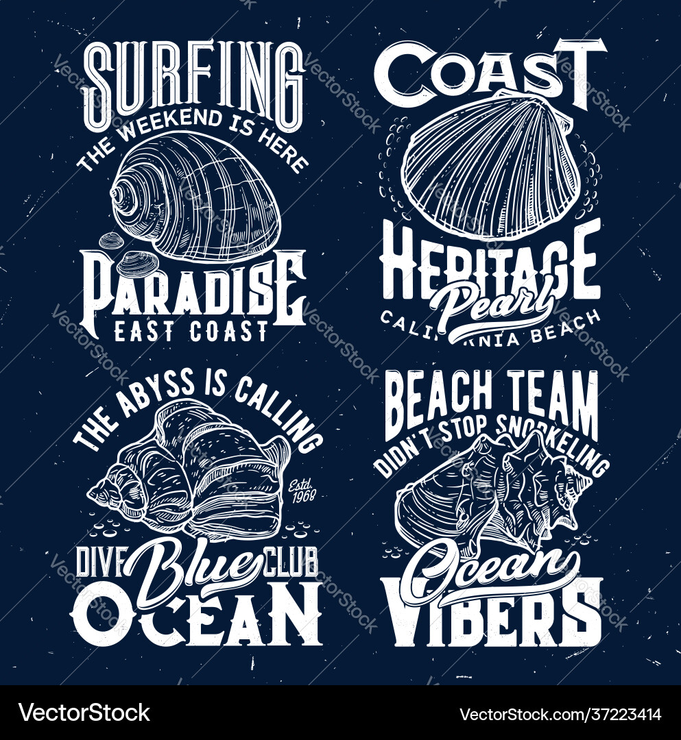 Ocean Shells Apparel Print vector image