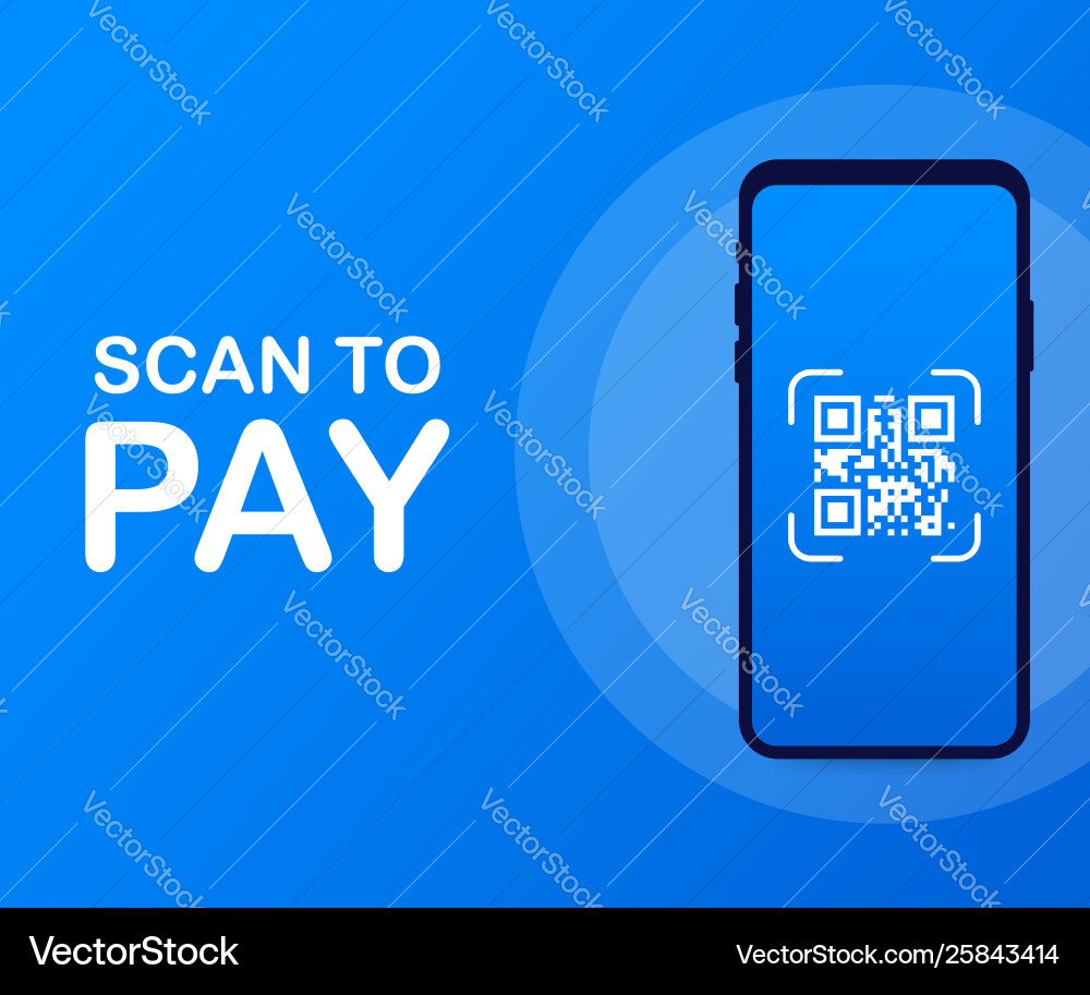Scan to pay smartphone qr code on paper Scan to pay smartphone qr code on paper vector image