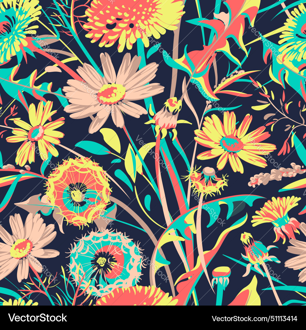 Seamless pattern with flowers Royalty Free Vector Image