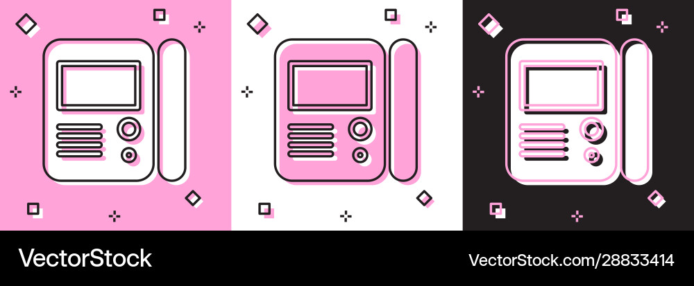 Set house intercom system icon isolated on pink Vector Image