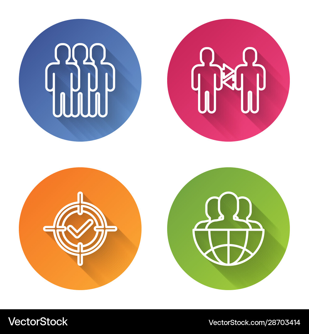 Set line users group project team base target Set line users group project team base target vector image
