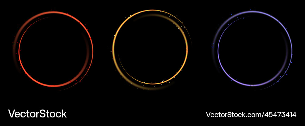 Set of glowing neon color circles round curve Set of glowing neon color circles round curve Vector Image