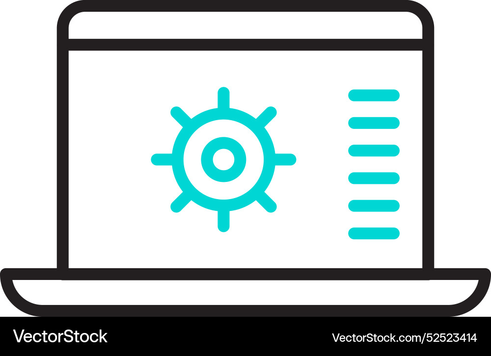 Software settings on laptop screen color line icon Software settings on laptop screen color line icon vector image