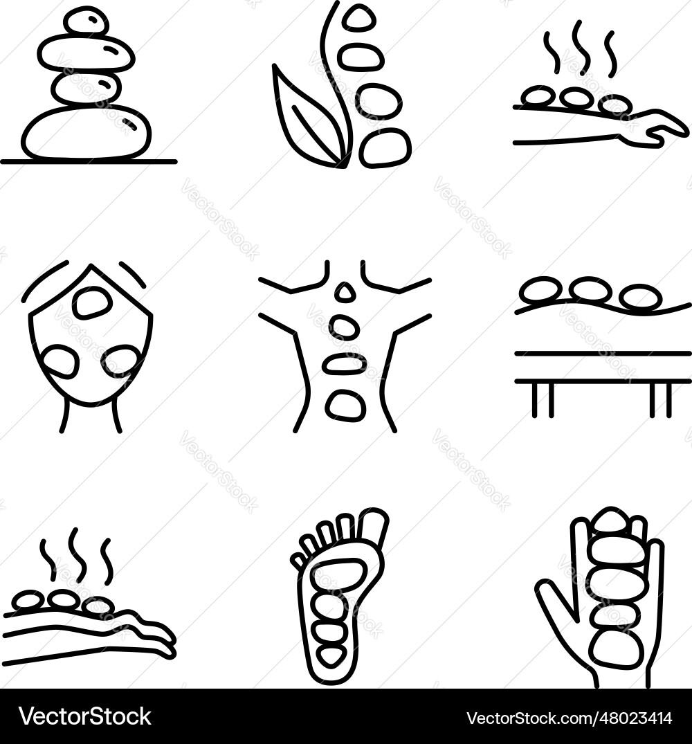 Stone therapy line icon lithotherapy reflexology vector image