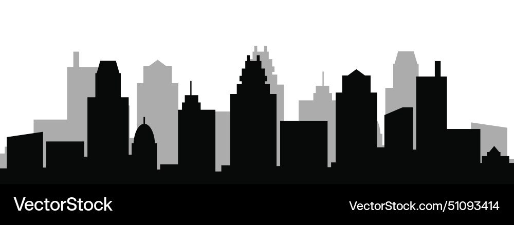 Wohnung schwarze Stadtlandschaft Silhouette Stadtgebäude Wohnung schwarze Stadtlandschaft Silhouette Stadtgebäude Vektorbild