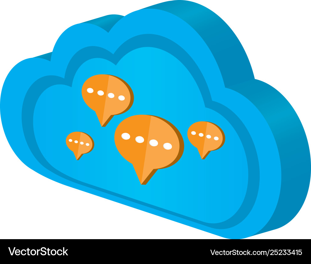 3d cloud computing icon with bubble chats 3d cloud computing icon with bubble chats vector image