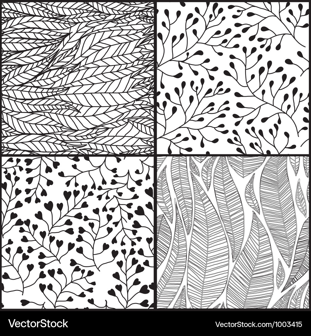 Black Branch Pattern - Seamless Repeat vector image