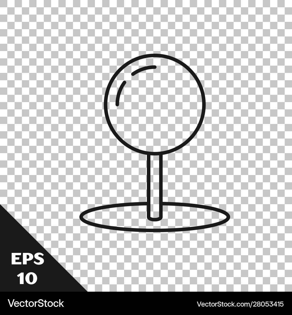 Black line push pin icon isolated on transparent Black line push pin icon isolated on transparent vector image