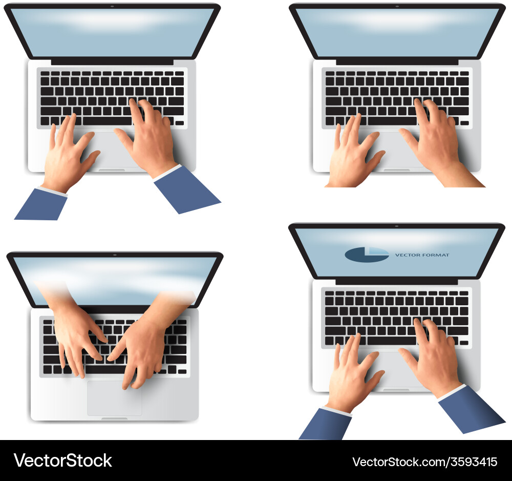 Business hand on notebook computer keyboard Vector Image
