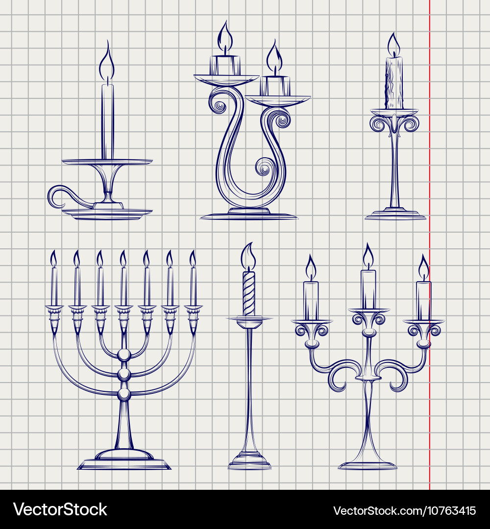Candles set on notebook page Vector Image