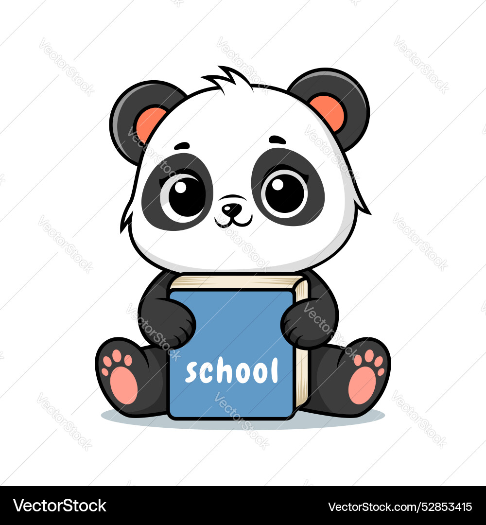 Cute panda cartoon character holding book Cute panda cartoon character holding book vector image