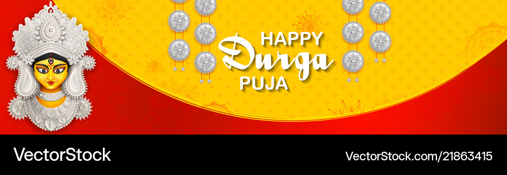 Goddess Durga Puja - Happy Diwali Vector Image