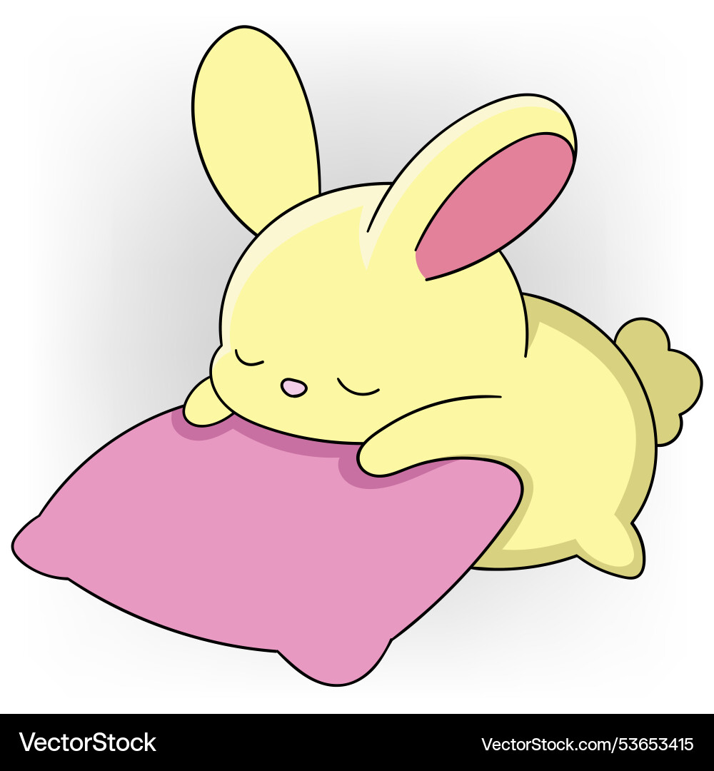 Lazy rabbit lying on a pillow vector image