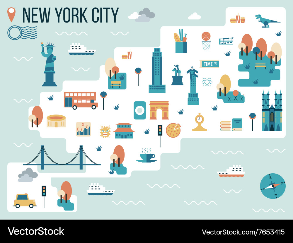 New York City Map Vector Image