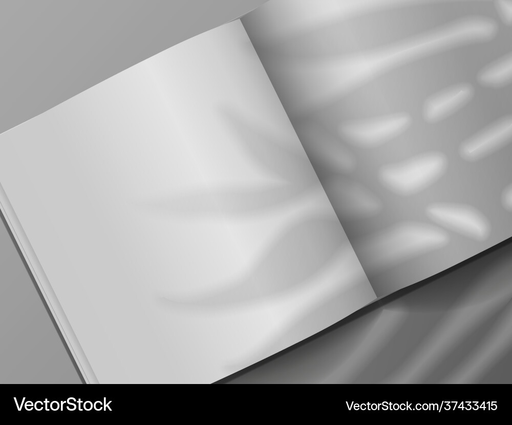 Open book realistic brochure mockup with plant vector image