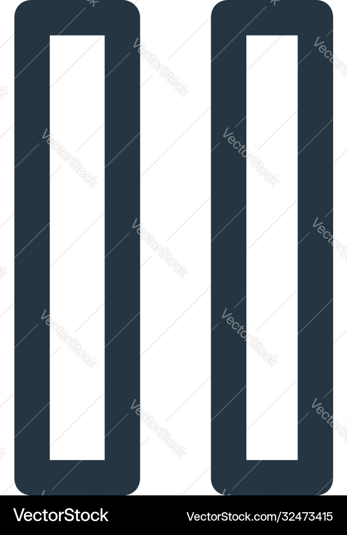 Pause Button Icon - Thin Line Vector Image